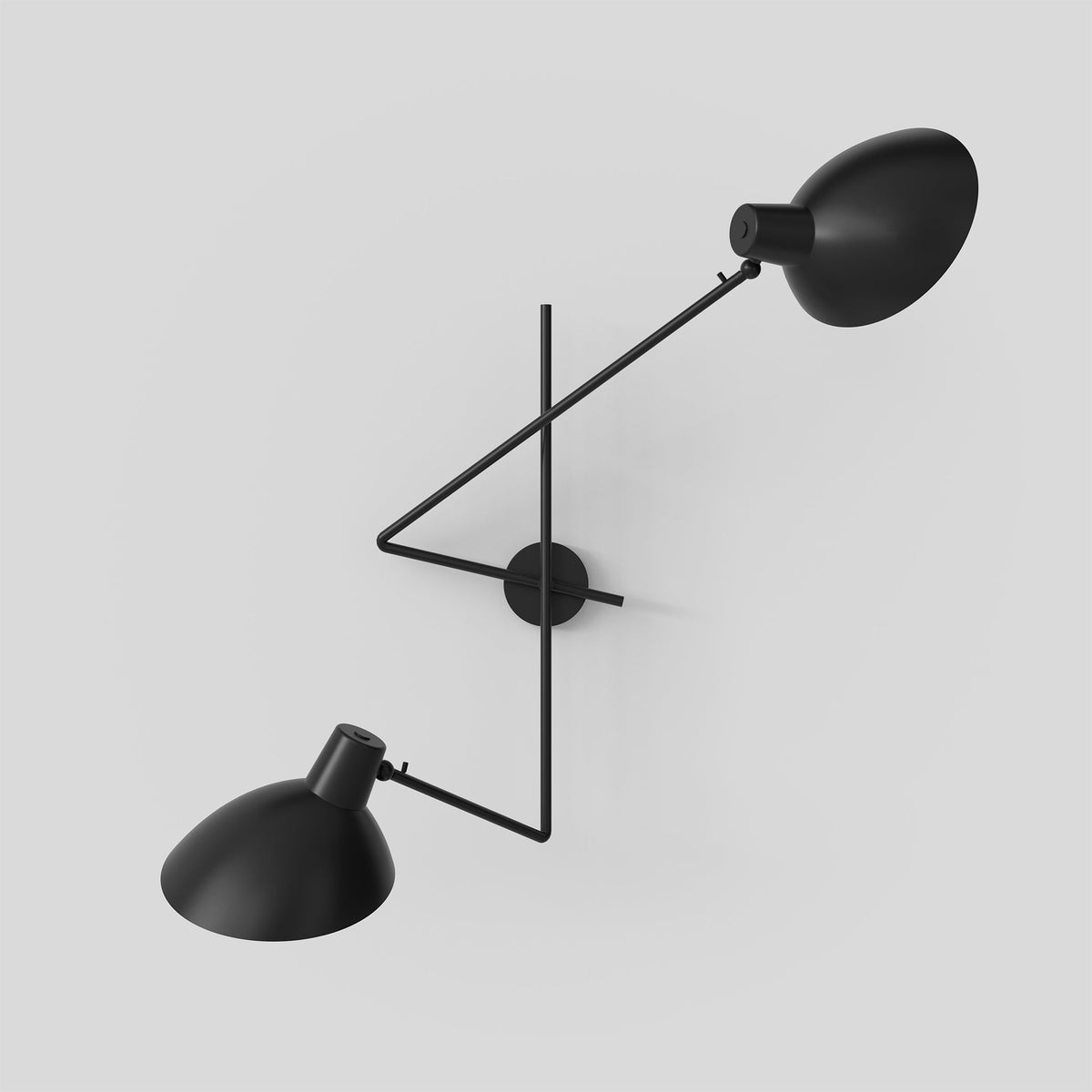 Astep, VV Cinquanta Wall Twin, Black Mount Black Reflectors, Wall / Sconce, Vittoriano Vigano,